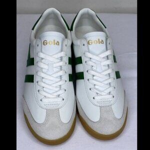 Gola Women’s Torpedo Leather Sneakers – White/Green, Size 8